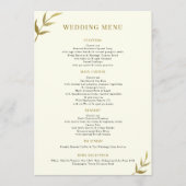 Eenvoudige elegante ivoor en gouden bruiloft menu (Voorkant)