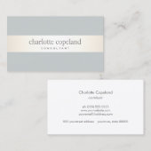 Eenvoudige Elegante Ivoor Stripe Grijs Professione Visitekaartje (Voorkant / Achterkant)