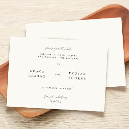 Eenvoudige elegante ivoor witte neutrale toon brui save the date