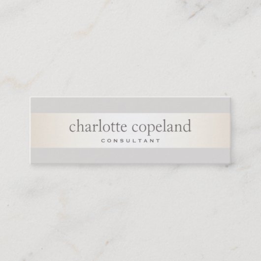 Eenvoudige elegante Ivory Stripe Professional Mini Visitekaartje (Voorkant)