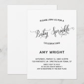 Eenvoudige, elegante kalligrafie Baby Sprinkle Kaart (Voorkant / Achterkant)