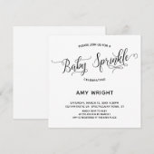 Eenvoudige, elegante kalligrafie Baby Sprinkle Kaart (Voorkant / Achterkant)