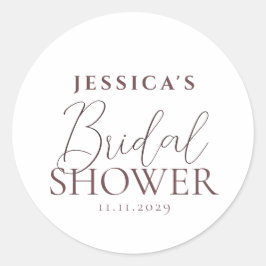 Eenvoudige Elegante Kalligrafie Bruidsfeest Ronde Sticker