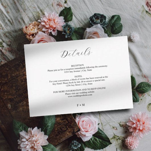 Eenvoudige elegante kalligrafie bruiloft behuizing informatiekaartje