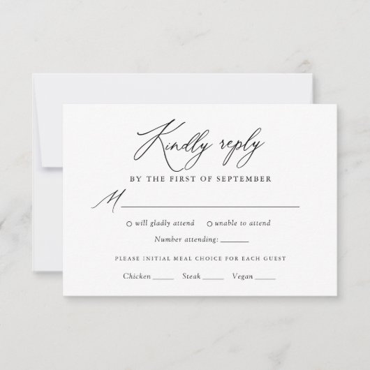 Eenvoudige Elegante Kalligrafie Bruiloft Menu (Voorkant)