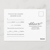 Eenvoudige Elegante Kalligrafie Bruiloft RSVP Briefkaart (Achterkant)