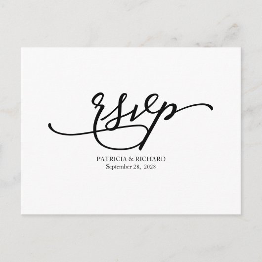 Eenvoudige Elegante Kalligrafie Bruiloft RSVP Briefkaart (Voorkant)