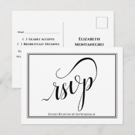 Eenvoudige Elegante Kalligrafie Bruiloft RSVP Briefkaart