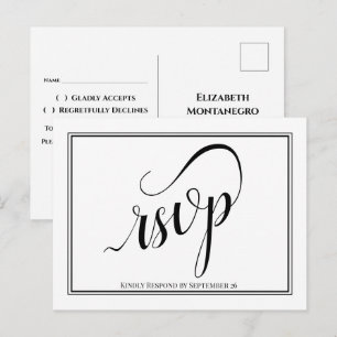 Eenvoudige Elegante Kalligrafie Bruiloft RSVP Briefkaart