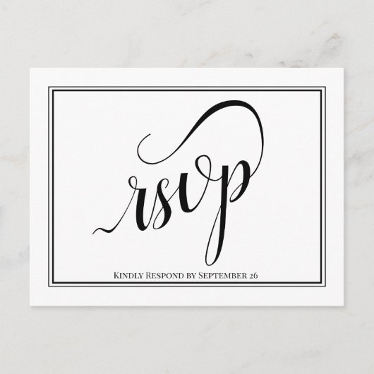 Eenvoudige Elegante Kalligrafie Bruiloft RSVP Briefkaart (Voorkant)