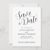 Eenvoudige elegante kalligrafie bruiloft save the date (Voorkant)