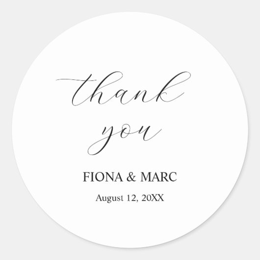 Eenvoudige elegante kalligrafie bruiloft sticker (Voorkant)