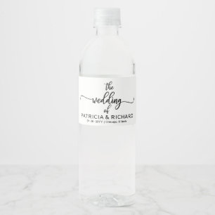 Eenvoudige Elegante Kalligrafie Bruiloft Waterfles Etiket
