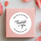Eenvoudige elegante kalligrafie dank u bruiloft gu ronde sticker