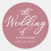 Eenvoudige elegante kalligrafie De bruiloft van Ronde Sticker (Voorkant)
