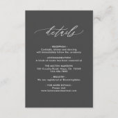 Eenvoudige elegante kalligrafie grijs bruiloft det informatiekaartje (Voorkant)