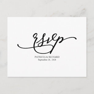 Eenvoudige Elegante Kalligrafie Huwelijks RSVP Briefkaart