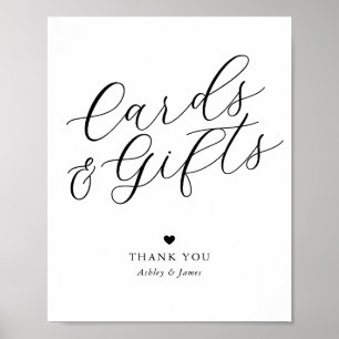 Eenvoudige Elegante Kalligrafie Kaarten en Huwelij Poster