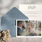 Eenvoudige Elegante Kalligrafie Monogram Bruiloft Bedankkaart