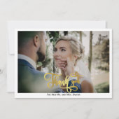 Eenvoudige Elegante Kalligrafie Monogram Bruiloft Bedankkaart (Voorkant)