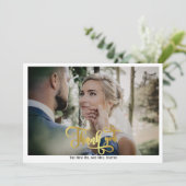 Eenvoudige Elegante Kalligrafie Monogram Bruiloft Bedankkaart (Staand voorkant)