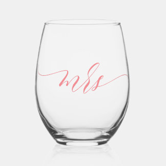 Eenvoudige Elegante Kalligrafie Mrs Wijnglas Zonder Voet