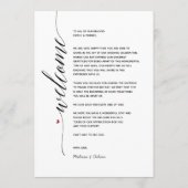 Eenvoudige elegante kalligrafie-reiskaart programmakaart (Achterkant)