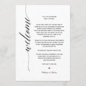 Eenvoudige elegante kalligrafie-reiskaart programmakaart (Achterkant)