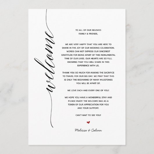 Eenvoudige elegante kalligrafie-reiskaart programmakaart (Achterkant)