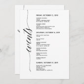 Eenvoudige elegante kalligrafie-reiskaart programmakaart (Voorkant / Achterkant)