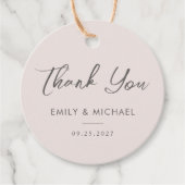 Eenvoudige elegante kalligrafie Roze bruiloft Dank Bedankjes Labels (Voorkant)