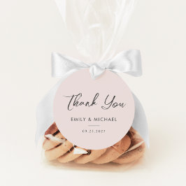 Eenvoudige elegante kalligrafie Roze bruiloft Dank Bedankjes Labels