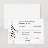 Eenvoudige elegante kalligrafie RSVP-responskaart Informatiekaartje (Voorkant / Achterkant)