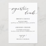 Eenvoudige Elegante Kalligrafie Signature Drinken Menu<br><div class="desc">Zwart-wit elegante kalligrafie handtekening drinken menu</div>