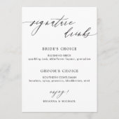Eenvoudige Elegante Kalligrafie Signature Drinken Menu (Voorkant)