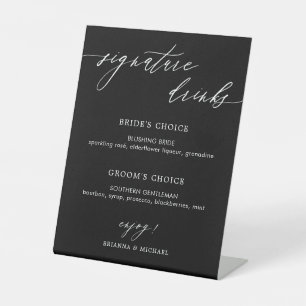 Eenvoudige Elegante Kalligrafie Signature Drinken Reclamebord Met Voetstuk