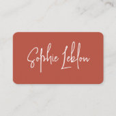 Eenvoudige elegante kalligrafie terracotta visitekaartje (Voorkant)