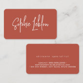 Eenvoudige elegante kalligrafie terracotta visitekaartje (Voorkant / Achterkant)