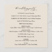 Eenvoudige elegante kalligrafie-tipografie programmakaart (Achterkant)