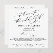 Eenvoudige elegante kalligrafie Typografie Black W Programmakaart (Voorkant / Achterkant)