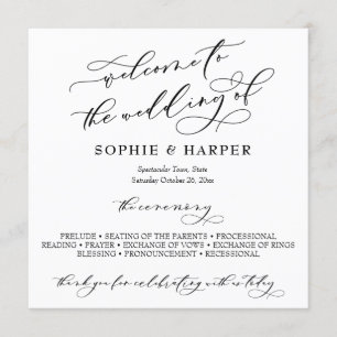 Eenvoudige elegante kalligrafie Typografie Black W Programmakaart