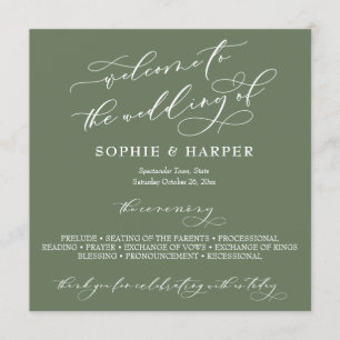 Eenvoudige elegante kalligrafie Typografie Olive G Programmakaart
