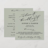 Eenvoudige elegante kalligrafie Typografie Sage Gr Programmakaart (Voorkant / Achterkant)