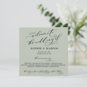 Eenvoudige elegante kalligrafie Typografie Sage Gr Programmakaart