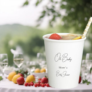 Eenvoudige elegante kalligrafie Welkom Baby shower Papieren Bekers