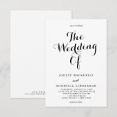 Eenvoudige Elegante Kalligrafie Zwart & Wit Huweli Kaart (Voorkant / Achterkant)