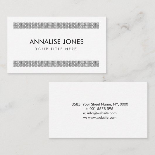 Eenvoudige elegante Keltische Knot Ornament Visitekaartje (Voorkant / Achterkant)