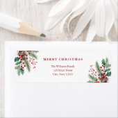 Eenvoudige elegante Kerst Bloemen Retouradres Etiket (Insitu)