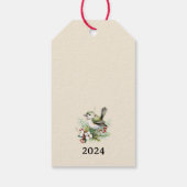 Eenvoudige Elegante Kerst Bloemen Vogel Cadeaulabel (Achterkant)