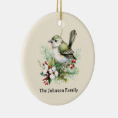 Eenvoudige Elegante Kerst Bloemen Vogel Keramisch Ornament (Rechts)